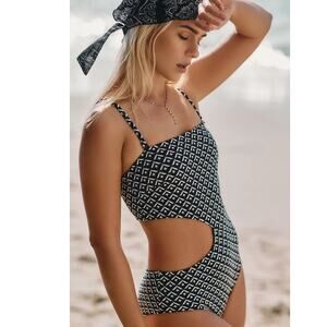 New Anthropologie Solid & Striped The Cameron One-Piece Swimsuit $198 XL Black